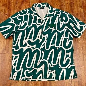 Mifland Million Stencil Shirt Men's Green and White‎ Graphic Shirt size XL